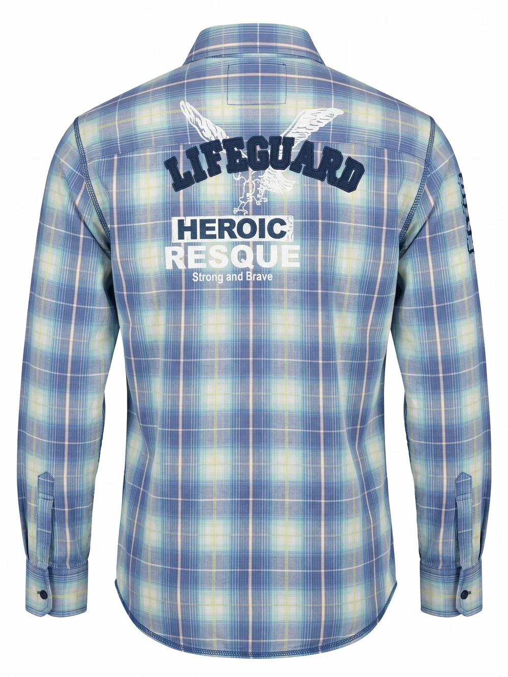 Vintage Heroic Rescue Blue Plaid Men’s Shirt Size Medium